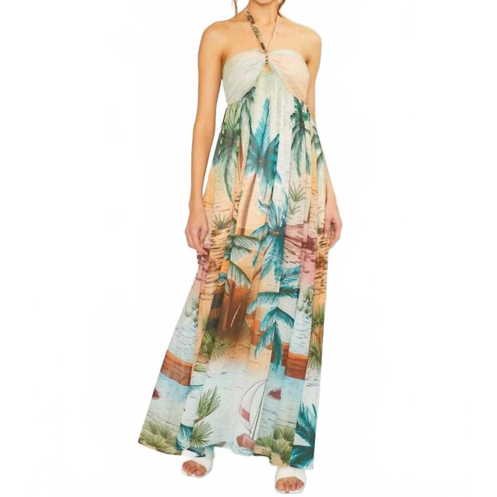 NEW MAINSTRIP palm tree maxi dress in multi